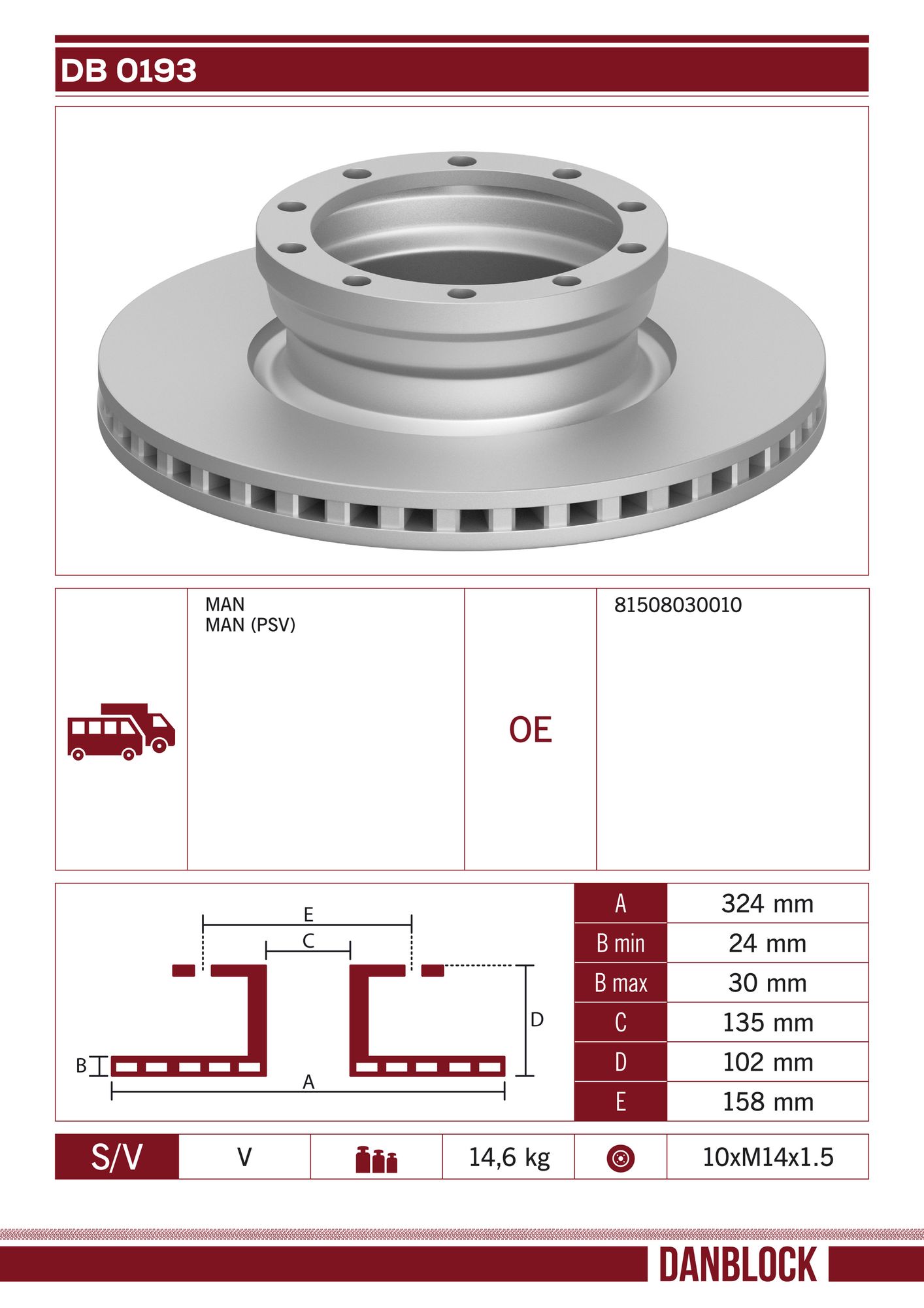 Disc frana DB 0193 DANBLOCK